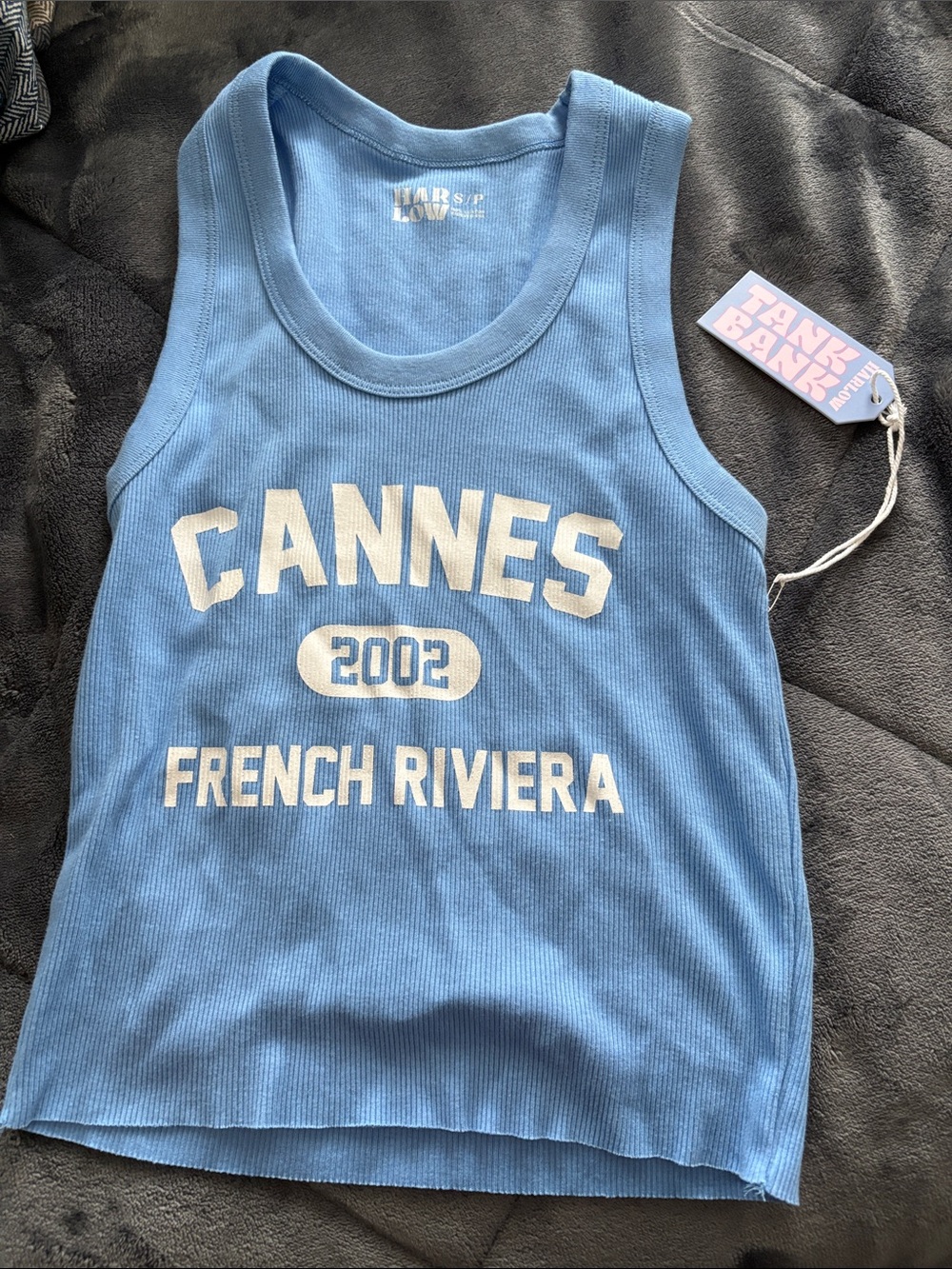 Harlow Light Blue Cannes French Riviera Ribbed Tank Top